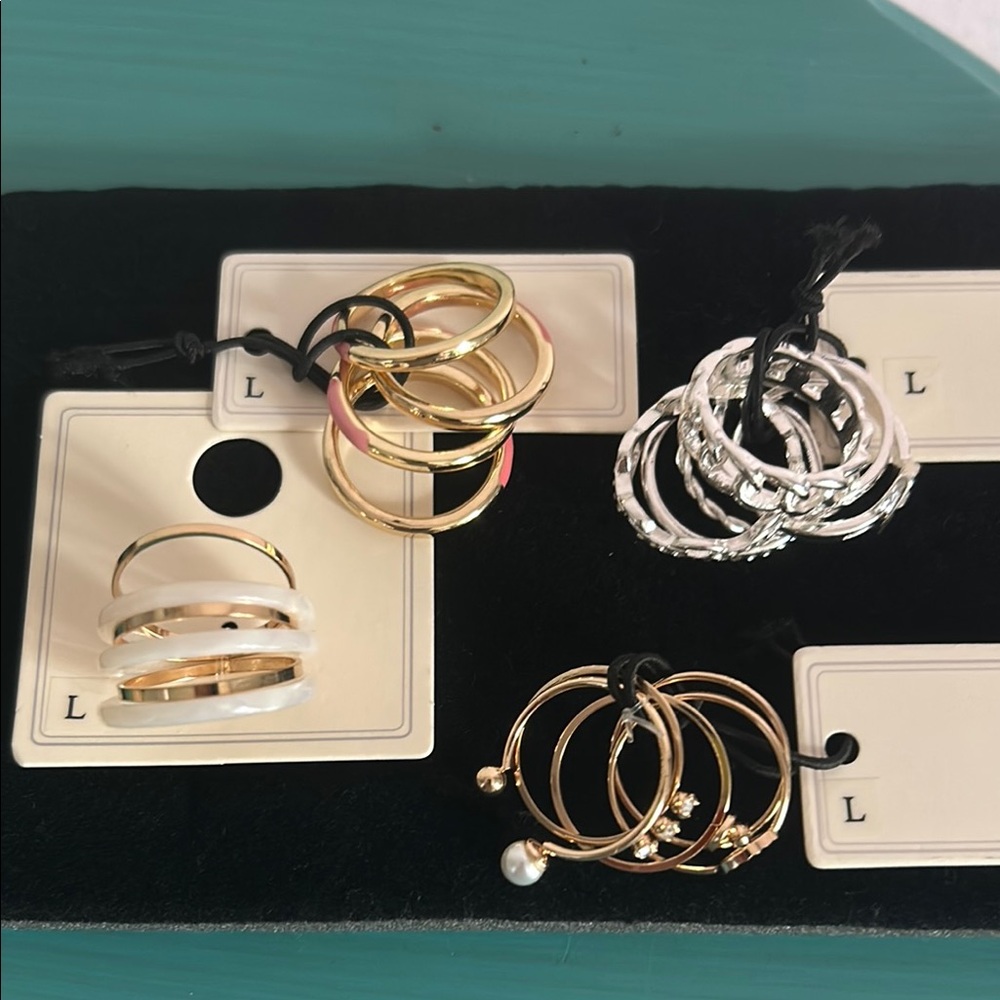 New Stacking Ring Lot - Multi-Color Gold Silver Tone Boho Rhinestone  Ring Set